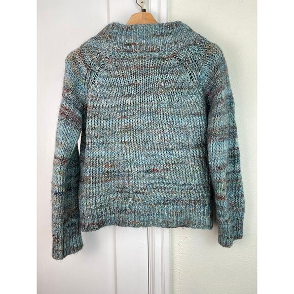 Anthropologie MOTH Size S Teal Rust Wool Blend Sweater Made in Italy - Picture 3 of 6